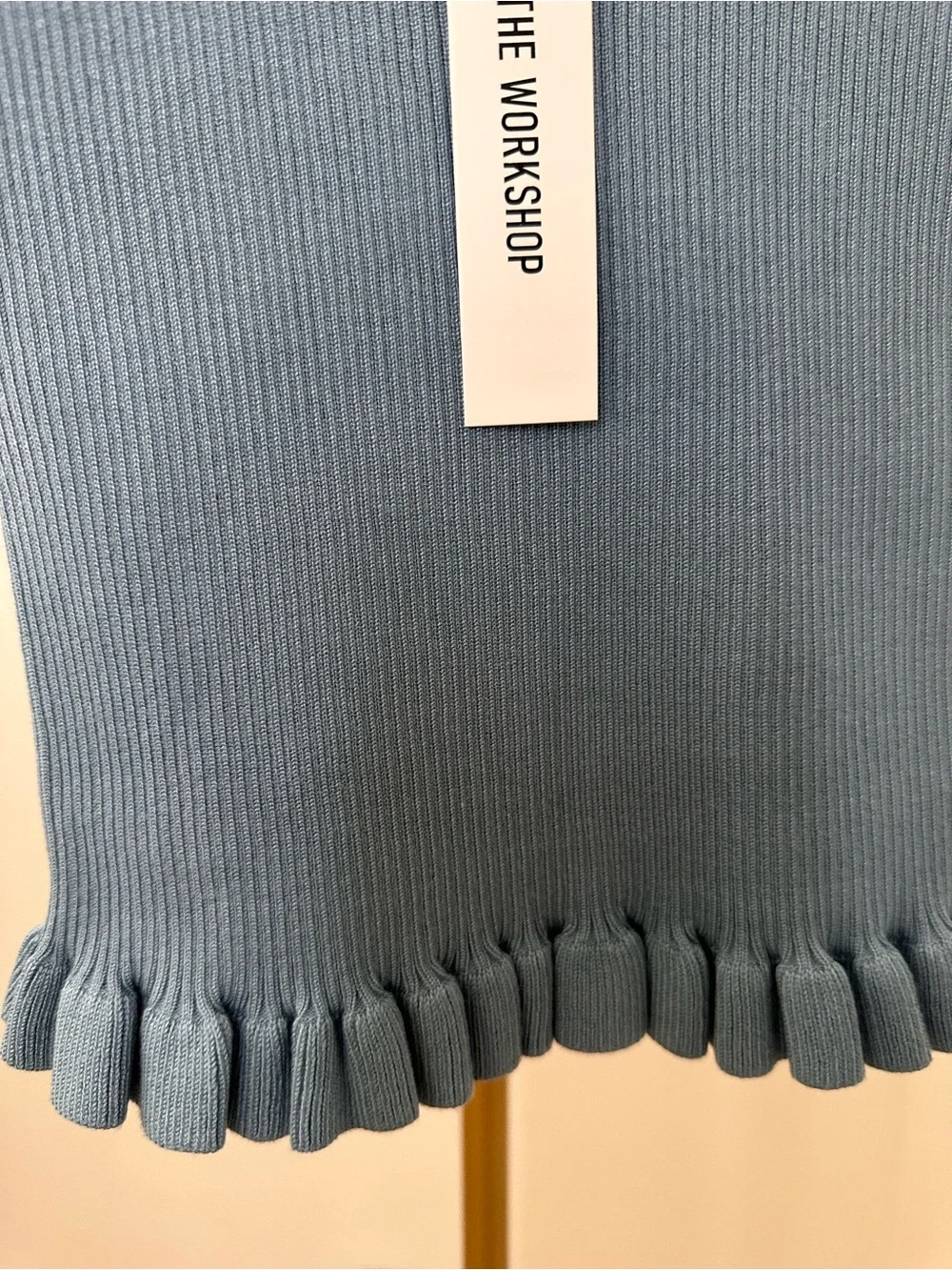 The Workshop Blue Ribbed Peplum Tank Top Sleeveless Stretch Knit - Picture 4 of 10